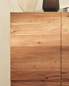 Буфет Uxue из массива акации с беленой отделкой и черной сталью 100 x 155