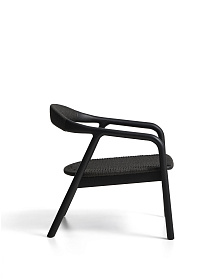 Кресло уличное Derile из дуба и веревки с черной отделкой