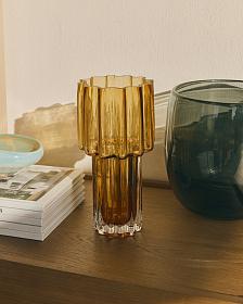 Оранжевая стеклянная ваза Cristila, 30 см