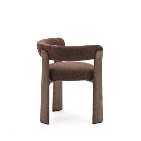 Granite Стул на 3 ножках из коричневого шенилла и массива ясеня в отделке орех