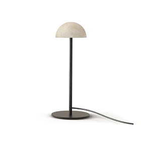 Настольная лампа Dussa черный металл / травертин