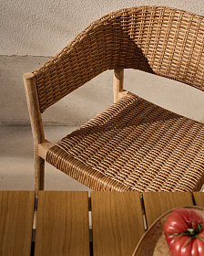 Pola Садовый стул из массива эвкалипта и искусственного ротанга с натуральной отделкой