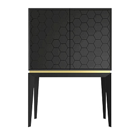 Барный шкаф Triangle Beol черный глянцевый с золотым молдингом