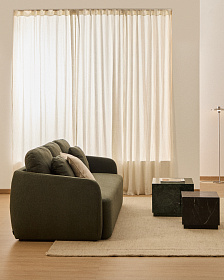 Трехместный диван-кровать Laira из темно-зеленого шенилла 218 см