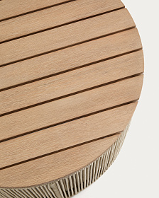 Уличчный столик Dandara из стали, веревки цвета экрю и массива акации Ø70 см