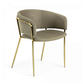 Стул Konnie золотой металл бархат бежево-серый