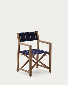 Уличный складной стул Vilara в сине-бежевую полоску из акации