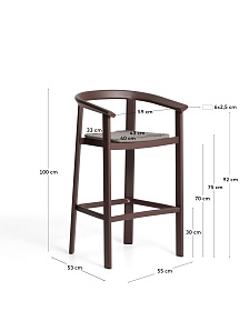 Уличный барный стул Erice из алюминия и веревки коричневого цвета, 75 см