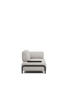 2-местный диван Compo серо-бежевого цвета с малым журнальным столиком и чёрным каркасом