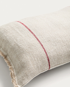 Чехол для подушки Lidore из бежевого льна с красными полосами, 30 x 50 см