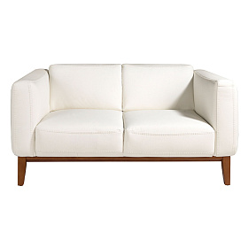 Диван 2-х местный 6118/5353-2P-M9715 кожаный с отделкой из орехового дерева