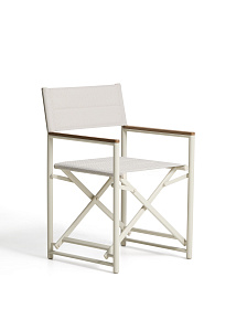 Складной уличный стул Tisno из алюминия цвета экрю и текстиля цвета экрю