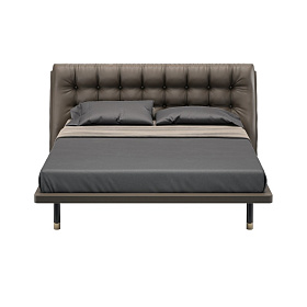 Кровать с решеткой Altea экокожа PU162, черный матовый лак, латунь