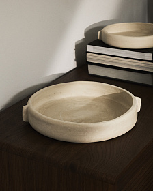 Кухонный поднос Mireni из папье-маше бежевый Ø 31 см