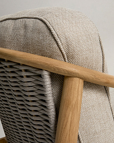 Уличное кресло Elunda из тикового дерева и бежевой веревки