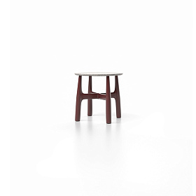 SERRA Уличный приставной стол BURGUNDY со столешницей CREAM PORCELAIN