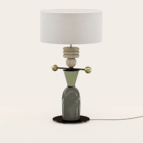 Настольная лампа Nuro травертин с абажуром 801011/41