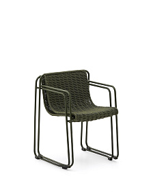 Стул Maurina из зеленой оцинкованной стали и зеленой веревки