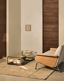 2-местный диван Amsen светло-коричневый с подлокотниками из шпона ореха