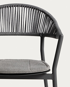 Уличный стул Alimia из графитового алюминия с серой веревкой