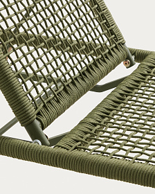 Шезлонг Dandara из зеленой стали и веревки на ножках из массива акации