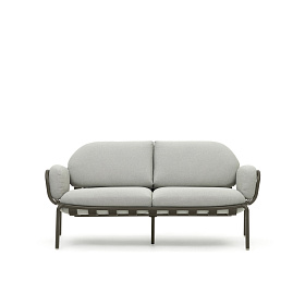 Уличный диван Joncols из серой ткани и зеленым алюминиевым каркасом 164 см