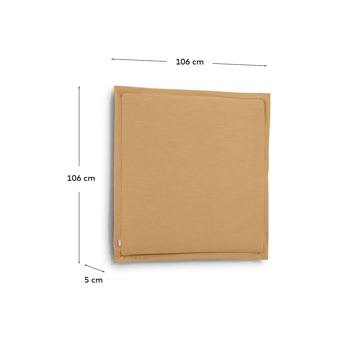 Изголовье из льняной ткани горчичного цвета Tanit со съемным чехлом 106 x 106 см