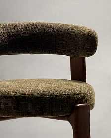 Барный стул Granite из зеленой синели и ясеня с отделкой орех 75 см