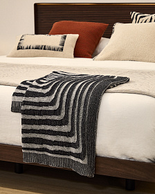 Плед Oreli из черного хлопкового жаккарда с узором «зебра» 130 x 170 см