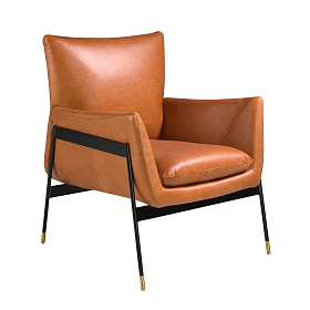 Кресло 5091/KF-A002-M2851 кожаное с черными стальными ножками