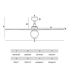 Потолочный вентилятор KLIM L Ш1500 черный 3P орех 1XE27