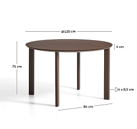 Уличный стол Erice из алюминия и закаленного стекла коричневого цвета, 120 см