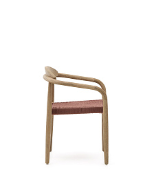 Стул Glynis из массива эвкалипта с розовой веревкой