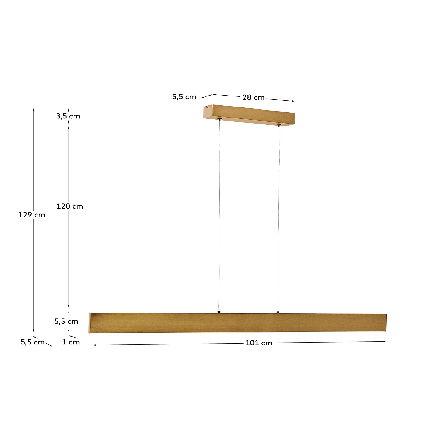 Подвесной светильник Boadella из алюминия с золотой отделкой