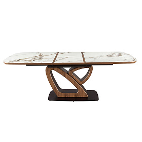 Раздвижной обеденный стол 1161 из керамики с мраморной отделкой и ореха