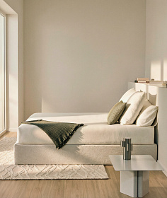 Основание кровати Nelzi из шенилла цвета экрю для матраса 160 x 200 см