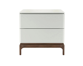 Прикроватная тумбочка CALPE шпон ореха F, светло-серый матовый лак RAL9002