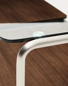 Журнальный столик Tarsel из закаленного стекла с подносом из орехового шпона