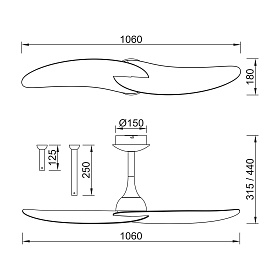 9037 Люстра-вентилятор IPANEMA II
