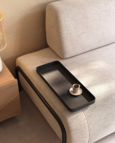 Диван 3-х местный Compo c маленьким подносом бежево-серый 