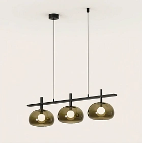 Люстра Cloud зелено-коричневое стекло/черный металл