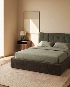 Кровать Darnela из шенилла цвета мха, для матраса 180 x 200 см