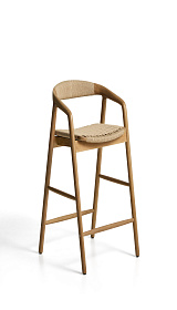 Уличный полубарный стул Derile из массива дуба в натуральной отделке и бежевой веревки