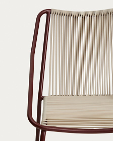 Уличный стул Zivia из веревки цвета экрю и стали бордового цвета