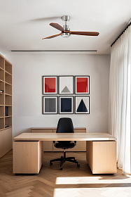 Потолочный вентилятор LANTAU XL Ш1680 DC матовый никель/орех 3P LED 15W TUYA