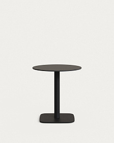 Dina Садовый круглый стол черный на черном металлическом основании Ø 68x70