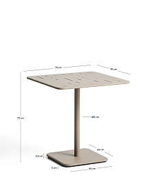 Уличный стол Brai из оцинкованной стали бежевого цвета, 70 x 70 см