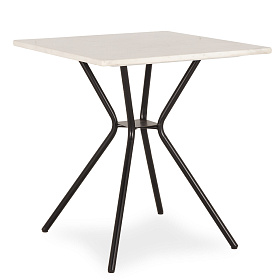 Квадратный стол Monika черный металл/белый мрамор