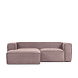 Диван 2х местный Blok с шезлонгом розовый вельвет