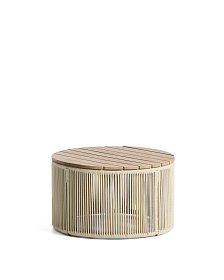 Уличчный столик Dandara из стали, веревки цвета экрю и массива акации Ø60 см